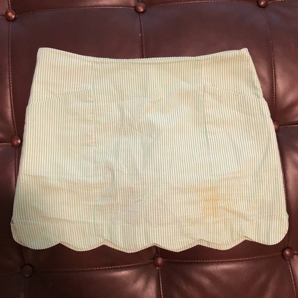 Lilly Pulitzer Scalloped Green Seersucker Skort
